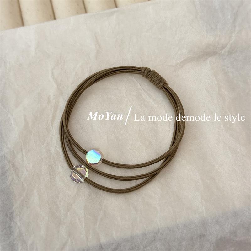 

Новая женская хрустальная резинка для волос высокой эластичности с кожаным покрытием, 2024 хаки