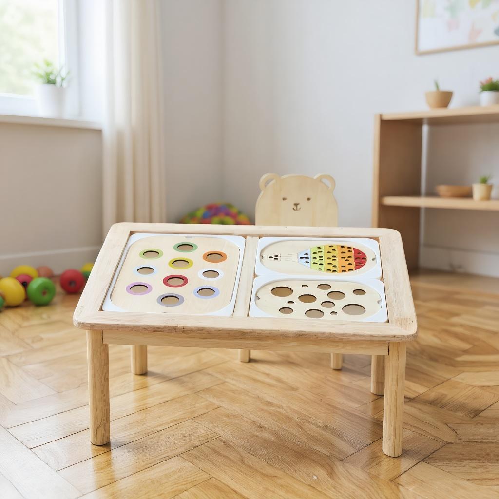 Hölzerne Montessori Sensorik-Tischplatte Kinder Buntes Ballsortierspiel Lernspielzeug für Kleinkinder Training der Feinmotorik Geschenk