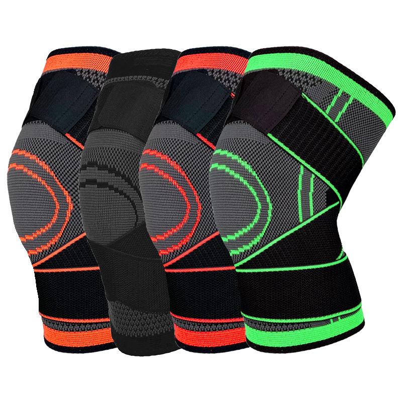 Single Nylon Running Knee Pads with Pressure Strap 3D Knitted for Basketball Climbing Four Seasons Sports