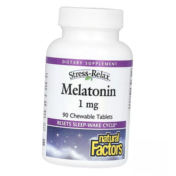 Мелатонин, Stress Relax Melatonin 1, Natural Factors  90таб (72406011)
