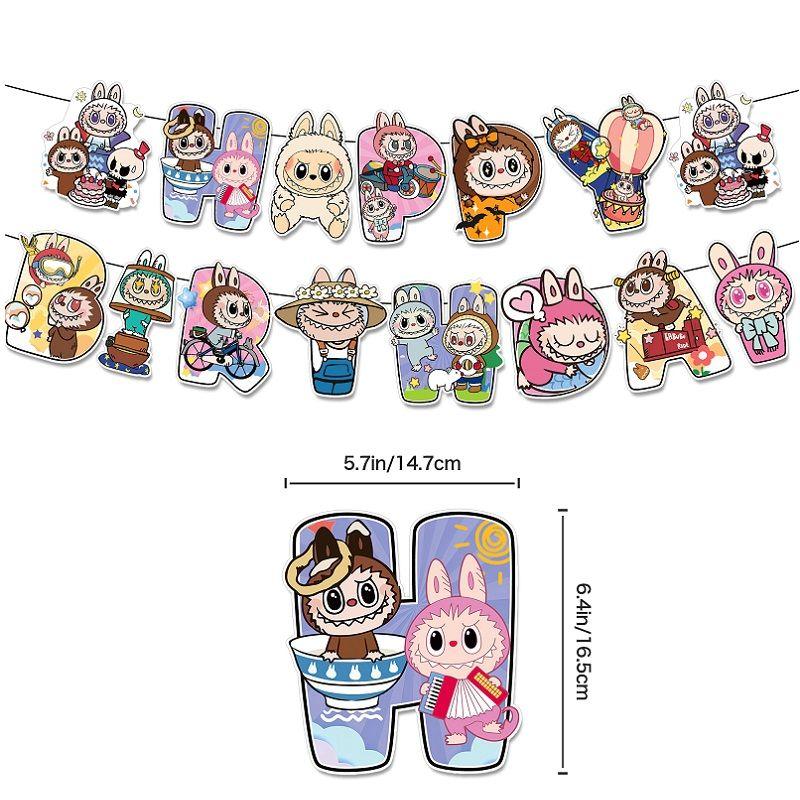 

Декор для вечеринки в стиле Лабубу, баннер с днем рождения Лабубу, топпер для торта, мультяшный воздушный шар as the picture1