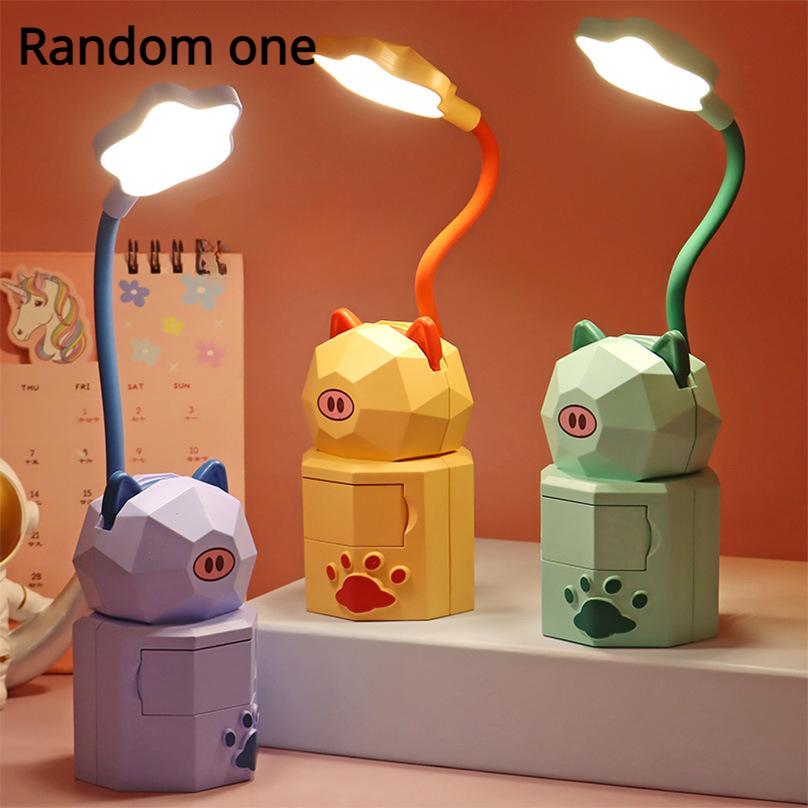 1pcs Cute Animal LED Desk Lamp Foldable Dimmable Table Light Temperature Adjustable Learning Portable Lamp