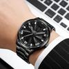 Men Quartz Watch Stainless Steel Rotating Wheel Clock Movement Casual Sports Wristwatch