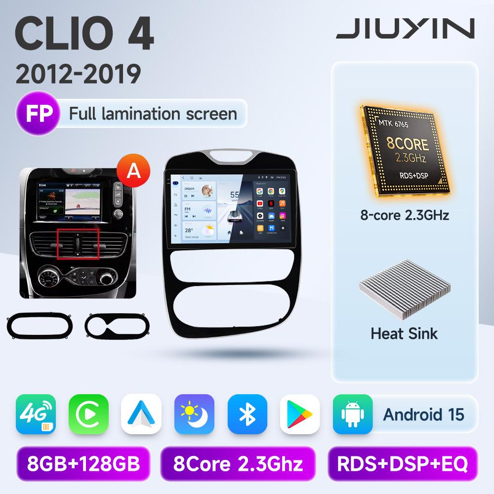 JIUYIN Android 15 Wireless CarPlay Auto Car Radio For Renault Clio 4 ZOE 2012-2019 Intelligent Systems DSP SWC RDS GPS FM BT