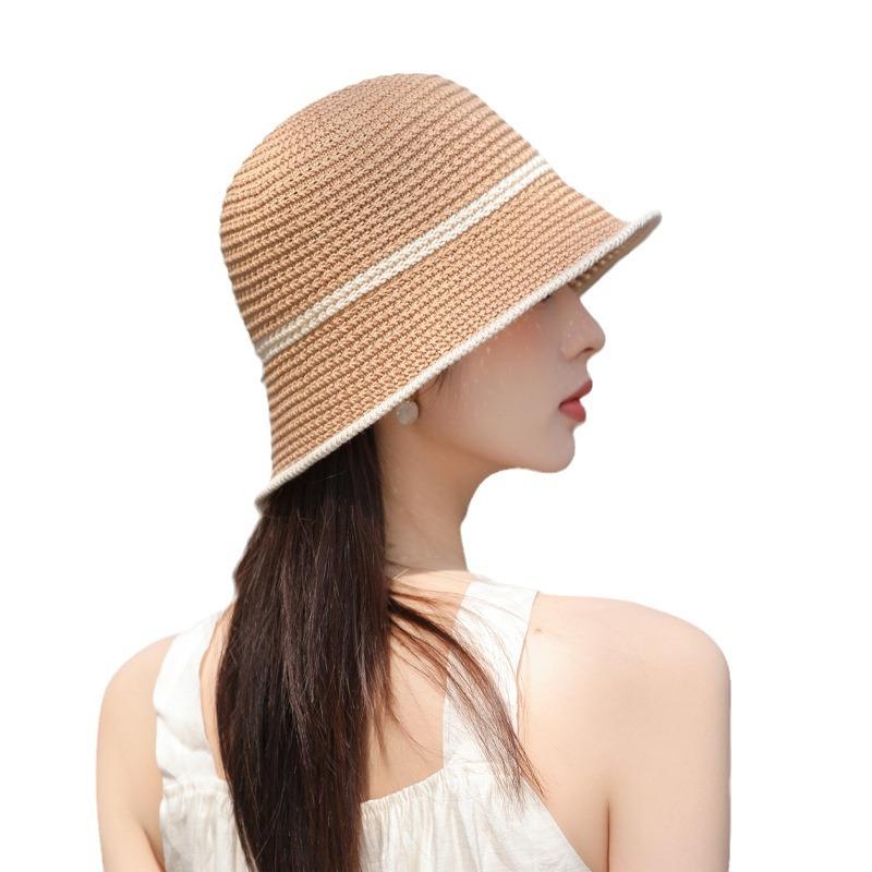 Simple Fashion Knitted Basin Hat Summer Hat Women's Sunscreen Hat Street Portable Bucket Hat Folding Sun Hat
