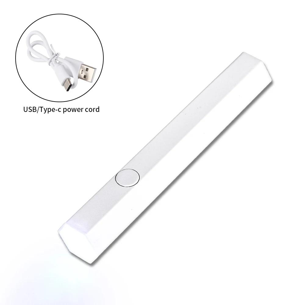 3W Mini Portable Nail Art UV Lamp Rechargeable Handheld UV LED Lamp for Nail Gel Drying Cordless Nail Dryer Lamp for Home Tools белый
