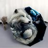 1pc Wolf YinYang Automatic Open/Close Umbrella Compact Folding Umbrella, All-Season Portable Umbrella for Women/Men096