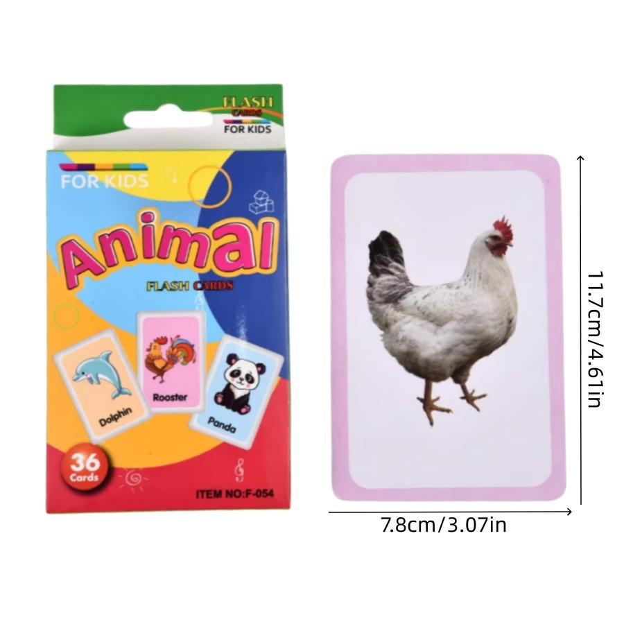 36Pcsbox Early Childhood Education Card Animal Fruit Food Color Shape English Character Montessori Toy Memory Training Card