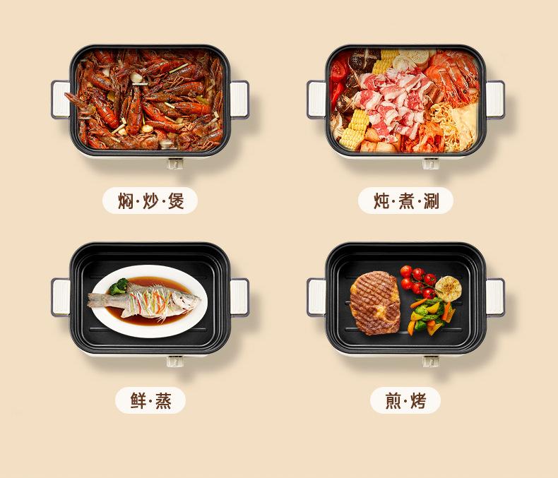 Zemkon Electric Instant Pot - Household Electric Skillet with Non-stick Functionality and Multi-purpose Capacity for 3-4 People for Electric Cooking