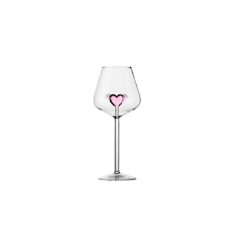 Romantic Heart Shaped Crystal Red Wine Glasses, Pink Love Wine Goblet, Creative Glass Cup