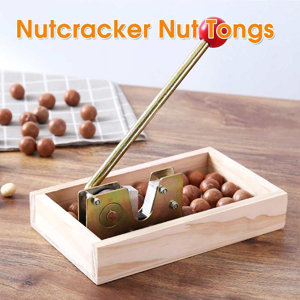 Multifunctional Macadamia Peeling Machine with Metal Handle Macadamia Nut Opener Sturdy Wood Storage Racks for Hazelnuts Almonds