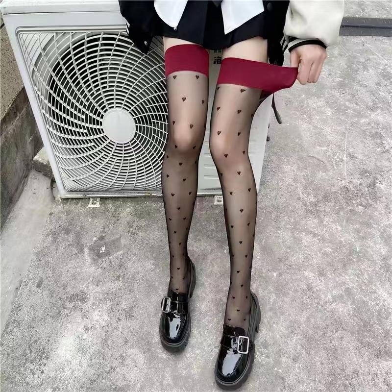 Women's Stockings Dot Printed Transparent Thigh High Stockings Lolita Cute Nylon Stockings for Girls Cosplay Fashion Long Socks