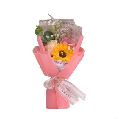 Artificial Flower Bouquets with Ribbon Soap Petals Bouquets for Graduation Gift X3UC