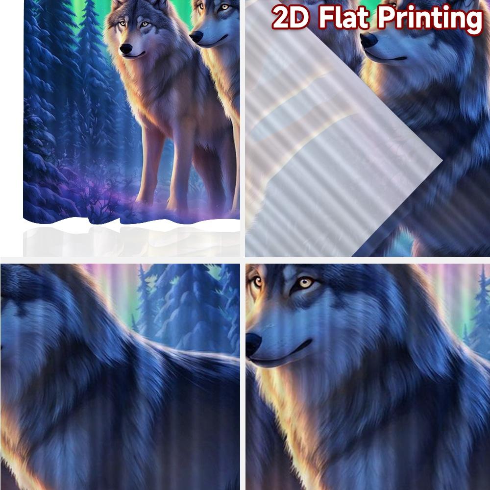 2D FLAT PRINTING 2pcs Curtains (Without Rod) Wolves Under Northern Popular Curtains Digital Printed Durable Polyester Curtains
