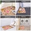 Cartoon Snack Food Doormat Kawaii Pizza Burger Fries Print Pink Background Printed Polyester Machine Entrance Floor Mat