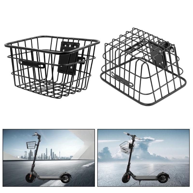 Panier pour Trottinette Électrique Panier Solide en Métal pour Trottinette avec Support Fixe Résistant à la Rouille pour Montage Avant pour Enfants Adultes