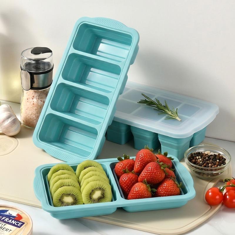 Silicone mold for frozen soup, ice tray, household food storage box, fresh-keeping box, frozen tray with lid