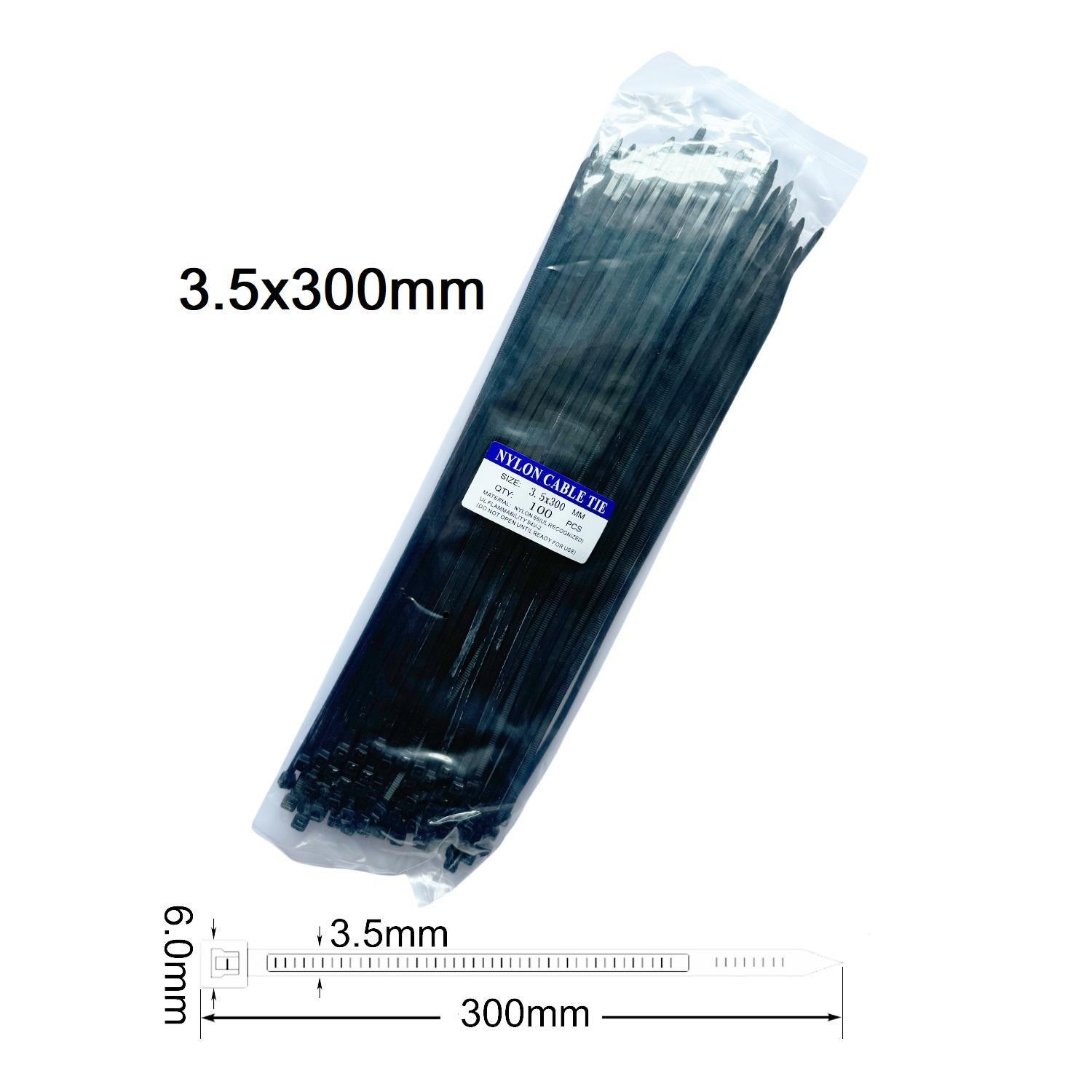 

100 шт./лот 3,5 мм х 300 мм кабельна стяжка, самоблокуюча пластикова нейлонова стяжка, кільце для застібки, застібки на блискавці, стяжка на ремінці, червоний зелений жовтий синій 3.5x300mm