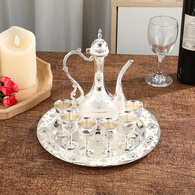 Set da Vino in Metallo Piccolo Motivo Rosa Set da Vino Bianco Set Caraffa da Vino