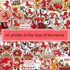 61Pcs Spring Festival Year Of The Horse Stickers Graffiti Decals Diy Phone Case Luggage Guitar Aesthetic Decoration Sticker