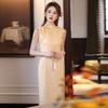 Yellow sleeveless national style new Chinese daily Suzhou long cheongsam improved young 1011 new women's high sense