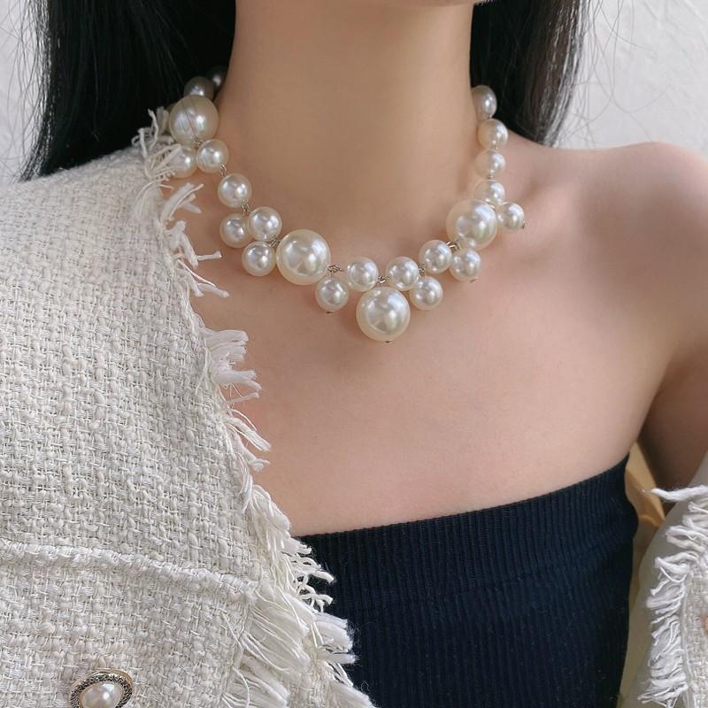 Exaggerated Cyber Multilayer Bead Punk Collar Clavicle Chain Geometric Bead Necklace Female Beads