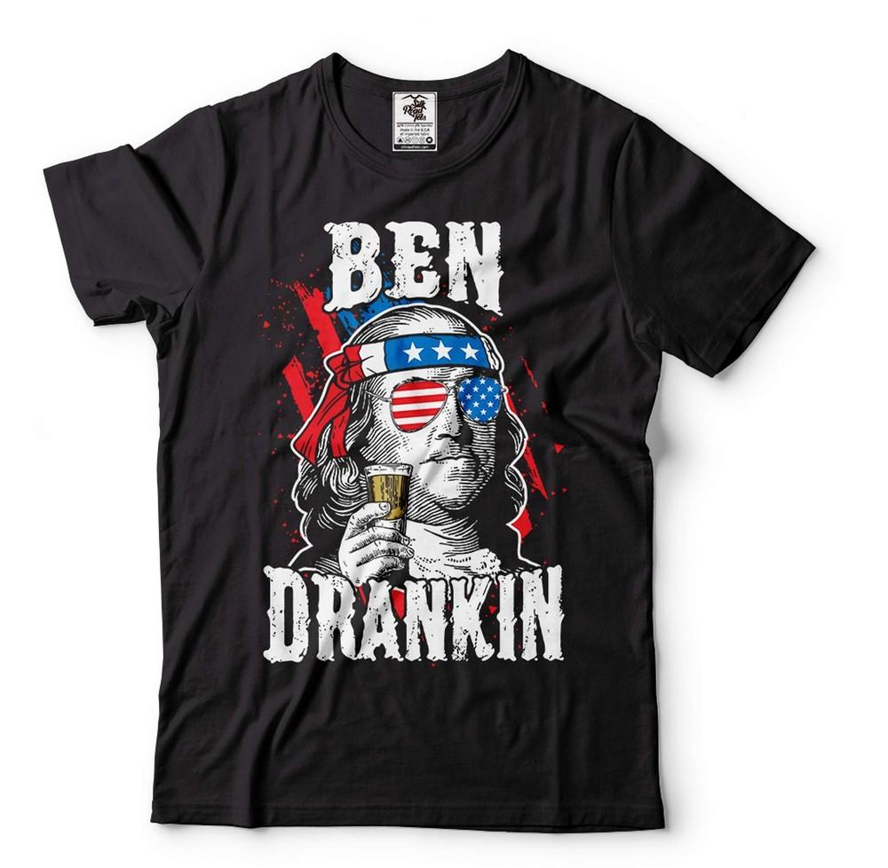 

Mens Ben Drankin Shirt Funny 4th Of July Shirt USA President Tee Franklin Shirt Unisex T-Shirt XXXL