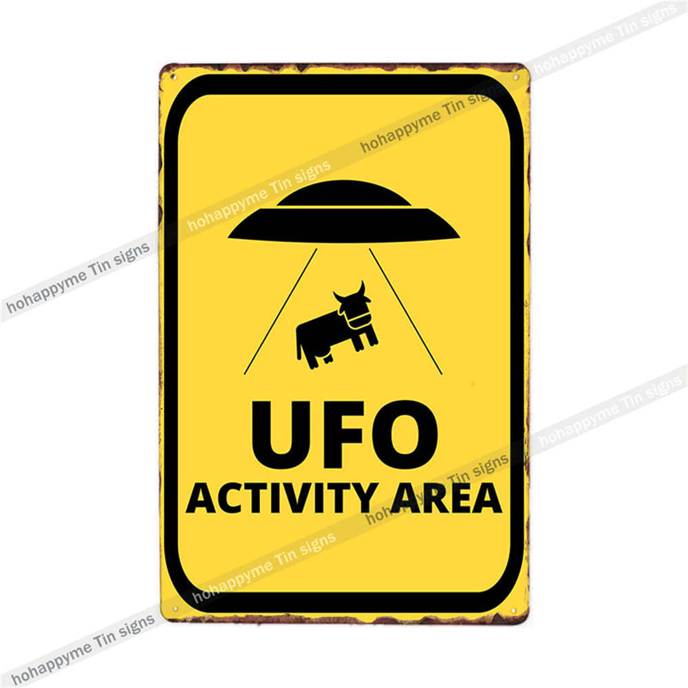 Metal Plate Sign Area 51 UFO Retro Decorative Wall Plaque Pub Club Bar Accessories Tin Painting Poster Vintage Home Decor20x3