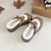 Cute bow cotton slippers women's shoes outer wear 2025 autumn and winter home thick-soled velvet warm stepping shit cotton shoes