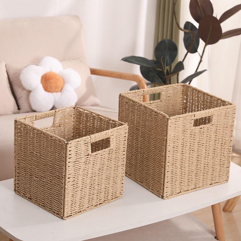 Foldable Paper Rope Storage Basket Toys Snacks Books Laundry Modern Minimalist Organizer Bin