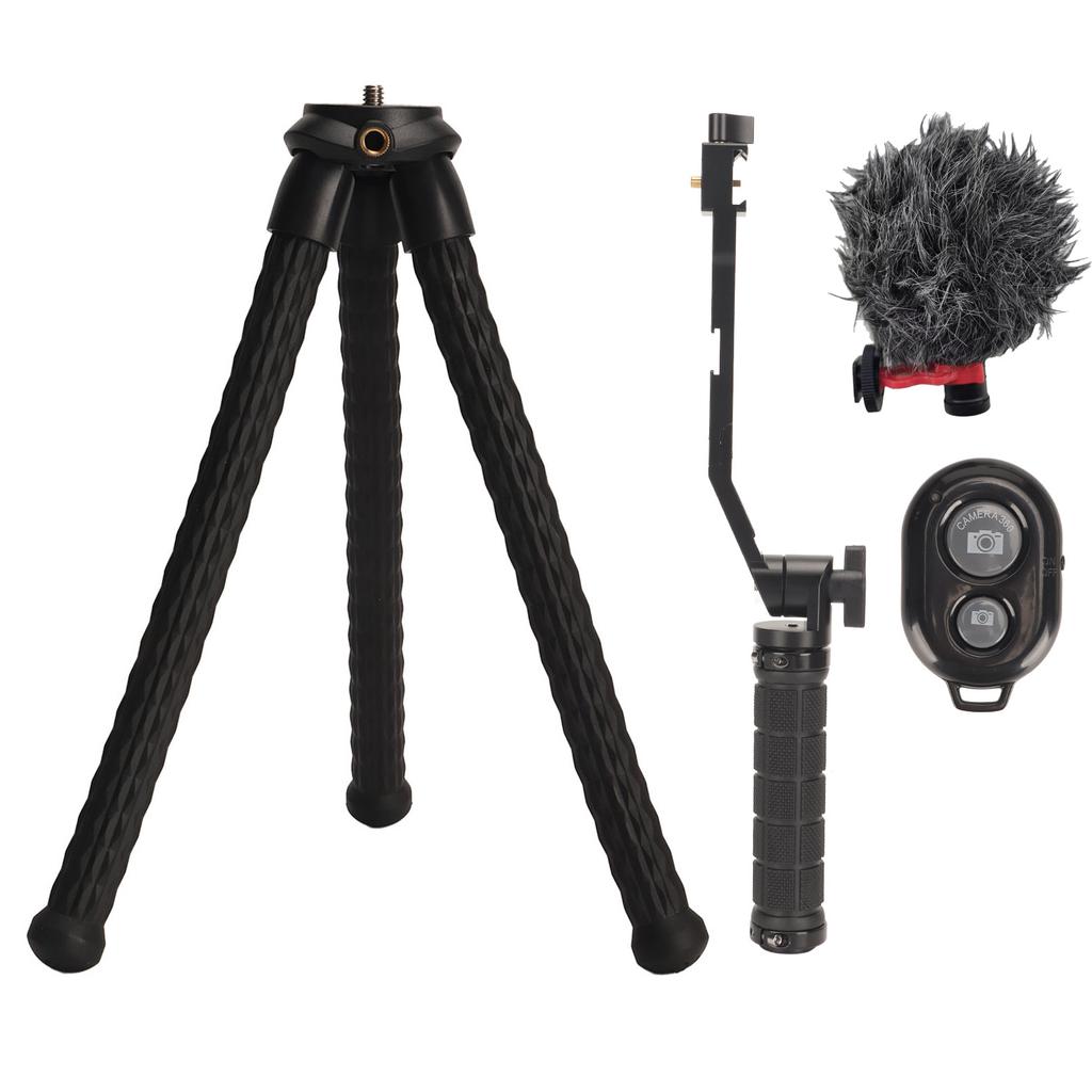 Mini Flexible Tripod Stand Portable Universal BT Camera Tripod with Hidden Phone Holder Cold Shoe
