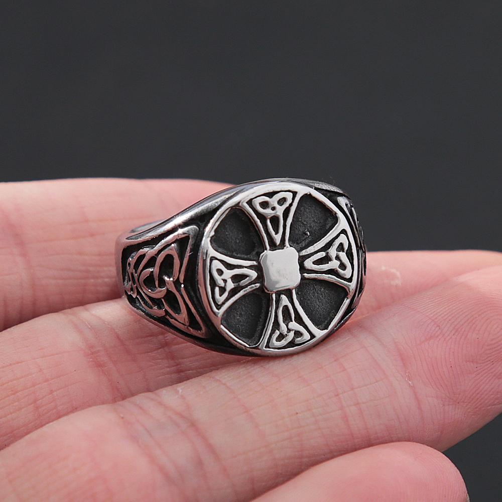 Vintage Norse Viking Ring Men Stainless Steel Cross Viking Celtics Knot Ring Fashion Biker Jewelry Amulet Gift Wholesale