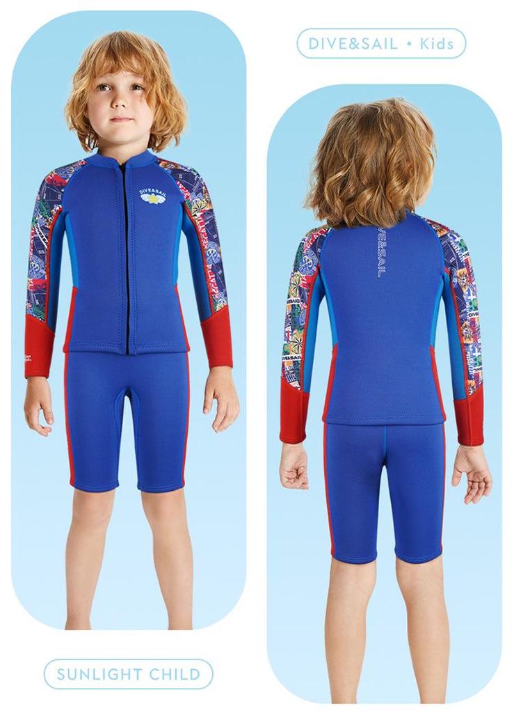 DIVE&SAIL Kids' 2.5MM Split Wetsuit: Warm, Cold-Resistant for Diving, Snorkeling, Swimming & Surfing.