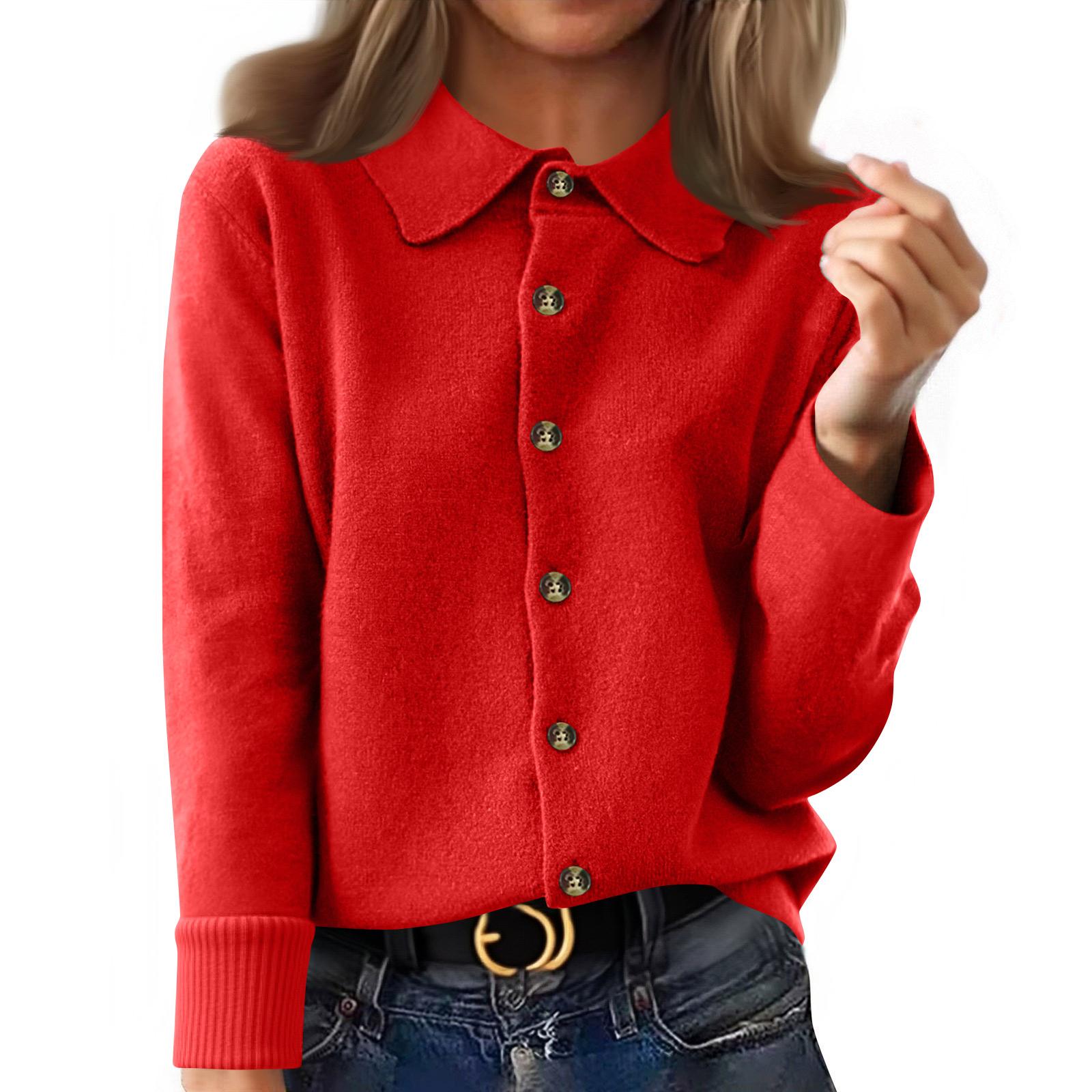 

Кардиганы для женщин Мягкая легкая домашняя одежда Дышащий свободный крой С длинным рукавом Дорожные свитера Топы XL красный