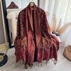 National Style Popular Cashew Print Hanging Beard Fringed Long Scarf Women's National Style Imitation Cashmere Scarf Elegant Shawl