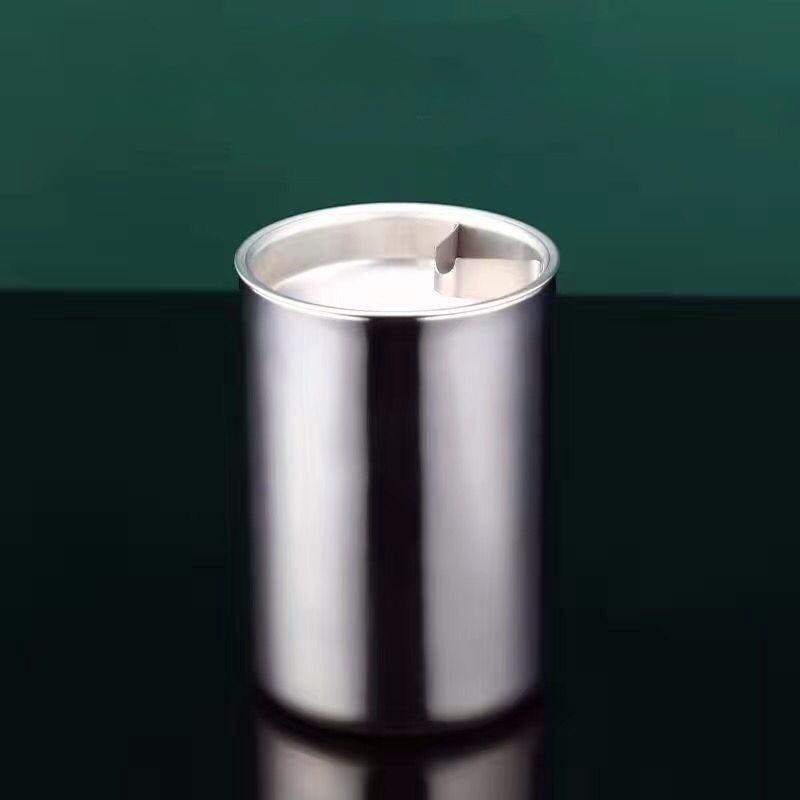 Thickened ashtray stainless steel household car ashtray Internet Coffee bar ashtray funnel with lid anti-fly ash anti-drop