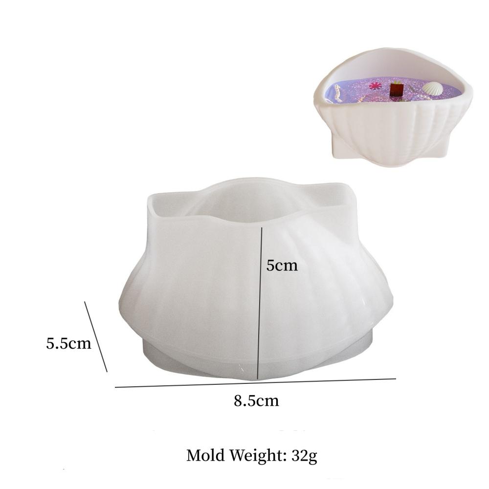 DM1093 Seashell Shape Epoxy Resin Silicone Jewelry Container Gypsum Candle Holder Trinket Storage Mold for DIY Crafts Home Decor