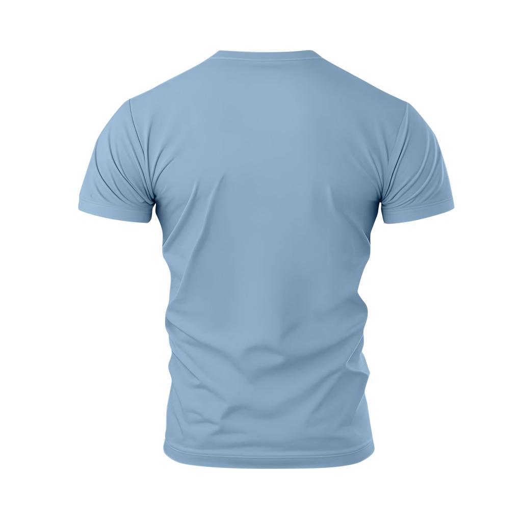 Męski top z nadrukiem świątecznym, z okrągłym dekoltem, krótkim rękawem, casualowy, sportowy