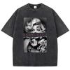 Washed European Style Fashion Portrait Print Short Sleeved Round Neck Yk Tshirt Men New In Top  Tees Mens TShirt