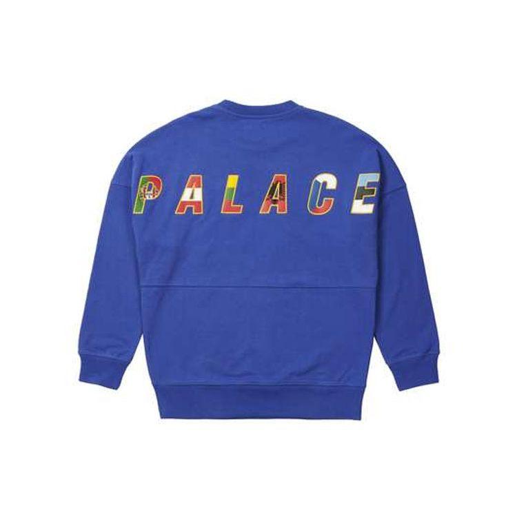 Palace Eu-Don Crew Neck Sweatshirt With Star Print Unisex Sweatshirt Blue P21CS050