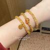 Natural Yellow Crystal Three-ring Bracelet for Women, New Chinese Style, Brings Wealth, a Gift for Girlfriend
