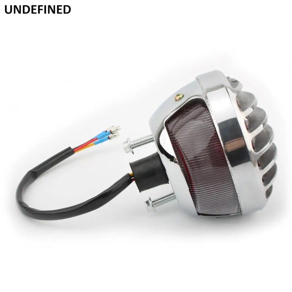 Motorcycle Brake Tail Light Grill Aluminum Round Cafe Racer Taillight For Honda Sportster Bobber Chopper Custom SV650 Bikes