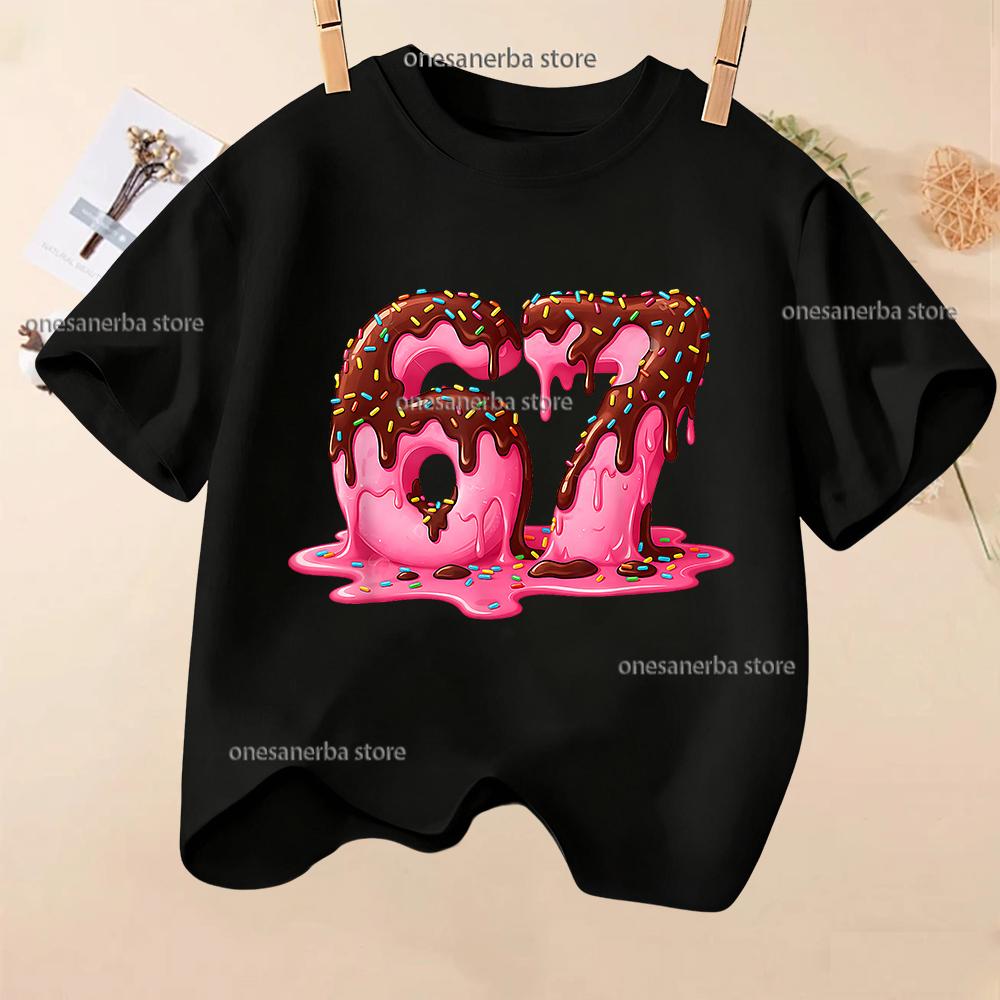 Summer Short Sleeve 67 Six Seven Kid T-Shirt Funny Round Neck Cute Tee Boy Girl Tops Casual Fashion Polyester Children's T-Shirt