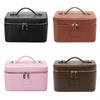 Borsa Trucco in Pelle PU Grande Capacità Forma Quadrata Borsa Custodia per Fotocamera Divisore Rimovibile Impermeabile Custodia Organizzatore Trucco da Viaggio