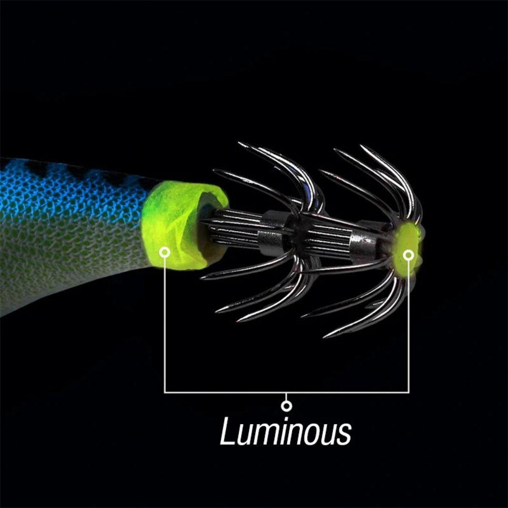 5Pcs 3D Eyes Luminous Squid Fishing Lure Durable Artificial Squid Jig Hook  Saltwater Fishing