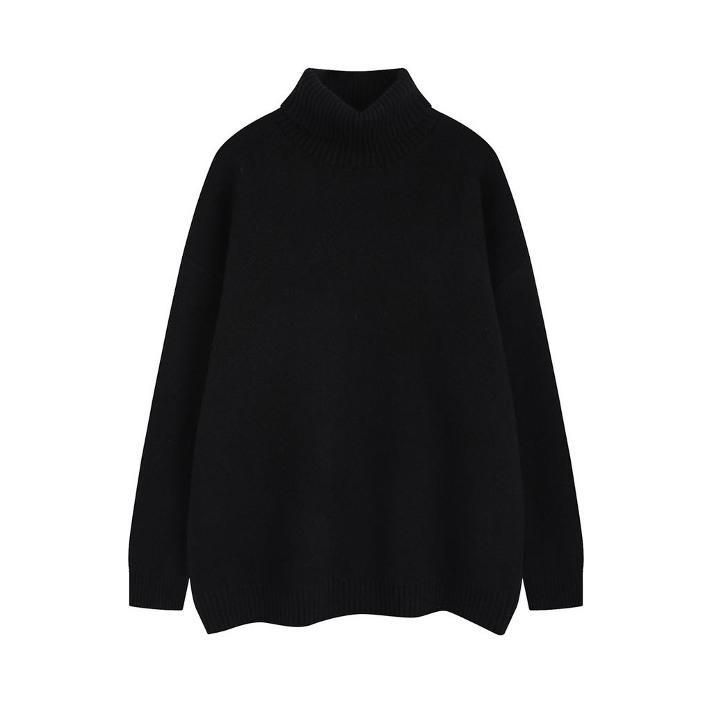 Men's clothing autumn and winter men's and women's thickened turtleneck sweater solid color pullover warm knitted sweater