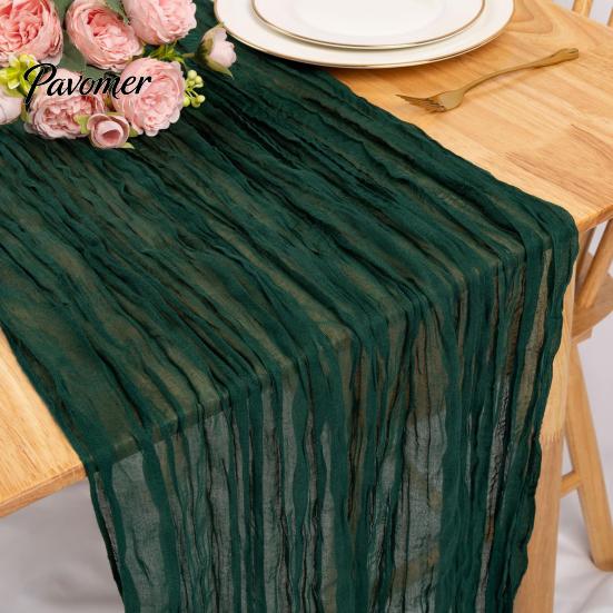 Heat Resistant Table Runner Wrinkled Cloth Decorative Tulle Tablecloth Wedding Reception Party Home Restaurant Decoration