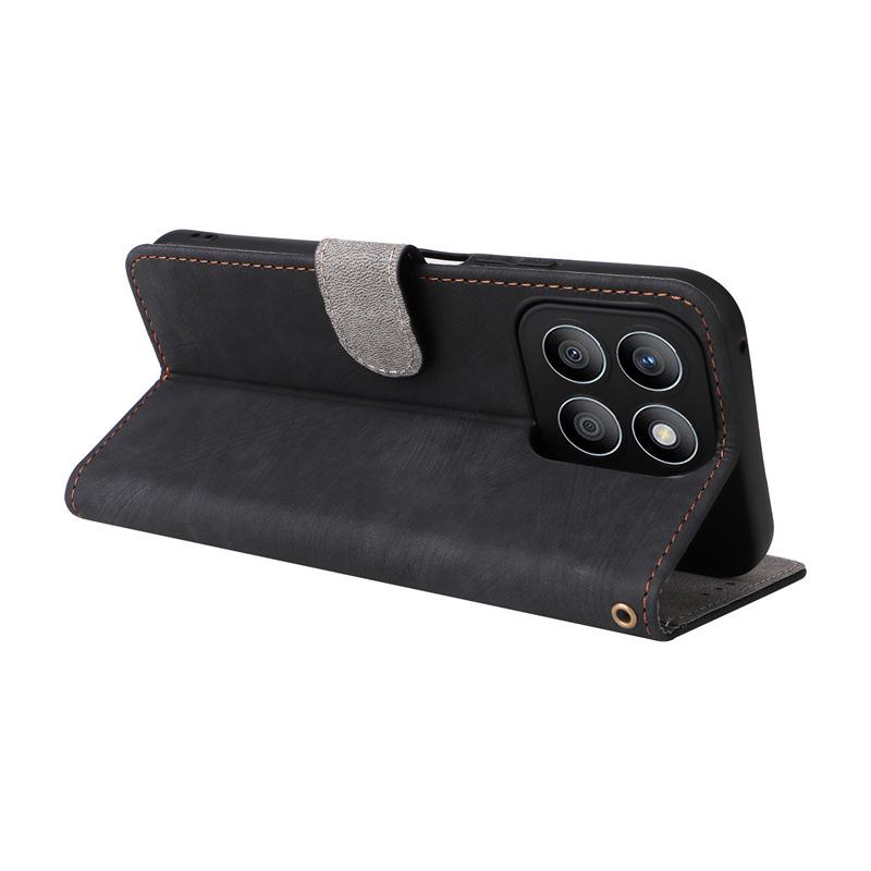 Leather Wallet Case with Card Slot & Lanyard for Honor X8B/X8C 4G