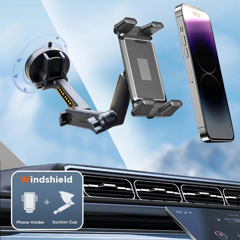 Stoßfester langer Arm Saugnapfhalter Heavy Duty Halter für faltbare Handys Tablets Passt für LKW-Windschutzscheibe Armaturenbrett Schreibtisch Auto Zubehör