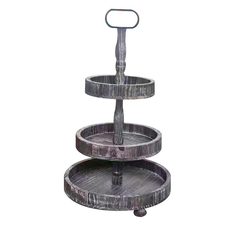 Creative European Double Layer Wooden Dessert Stand: Forest Style Cake and Treat Display Tray